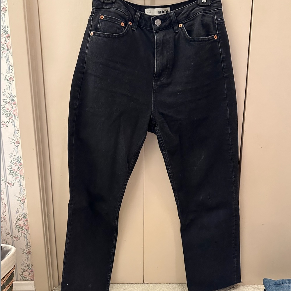 TopShop Moto Straight Leg Black Jean